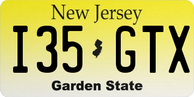 NJ license plate I35GTX