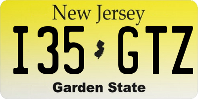 NJ license plate I35GTZ