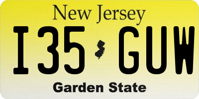 NJ license plate I35GUW