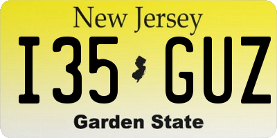 NJ license plate I35GUZ