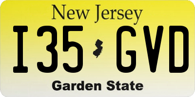 NJ license plate I35GVD