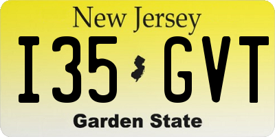 NJ license plate I35GVT