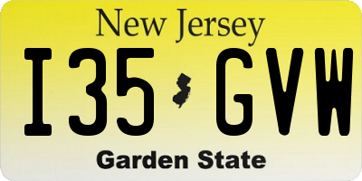 NJ license plate I35GVW