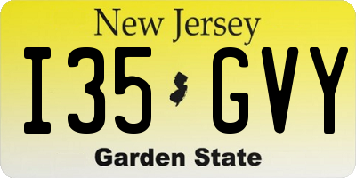 NJ license plate I35GVY