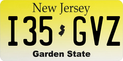 NJ license plate I35GVZ