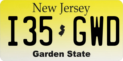 NJ license plate I35GWD