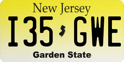 NJ license plate I35GWE