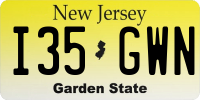 NJ license plate I35GWN