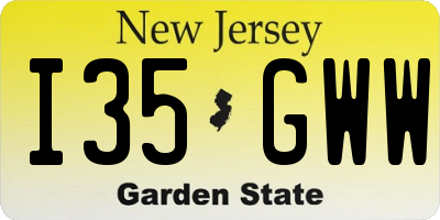 NJ license plate I35GWW