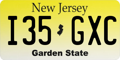 NJ license plate I35GXC