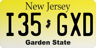NJ license plate I35GXD