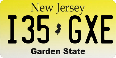 NJ license plate I35GXE