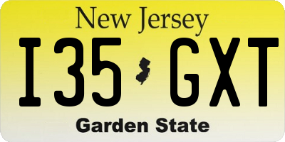 NJ license plate I35GXT