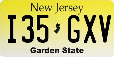 NJ license plate I35GXV