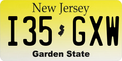 NJ license plate I35GXW