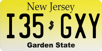 NJ license plate I35GXY