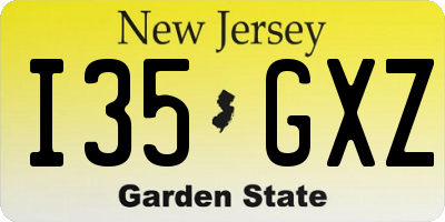 NJ license plate I35GXZ