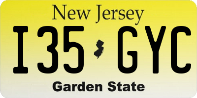 NJ license plate I35GYC