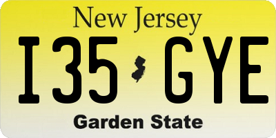 NJ license plate I35GYE