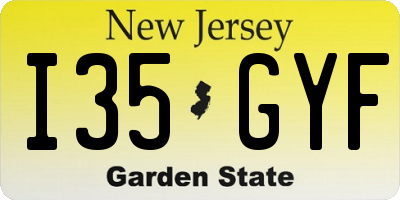 NJ license plate I35GYF