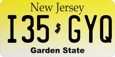 NJ license plate I35GYQ