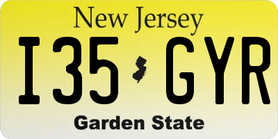 NJ license plate I35GYR