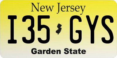 NJ license plate I35GYS