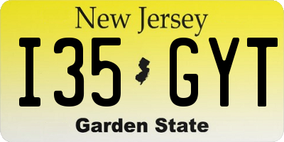 NJ license plate I35GYT