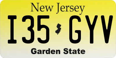 NJ license plate I35GYV
