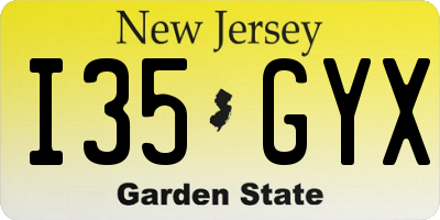 NJ license plate I35GYX