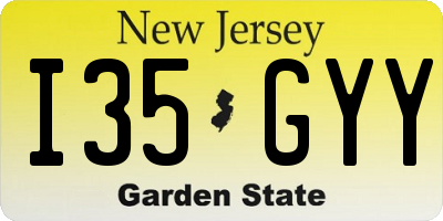 NJ license plate I35GYY