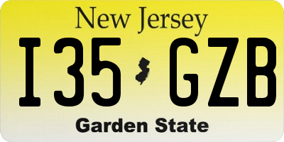 NJ license plate I35GZB