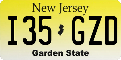 NJ license plate I35GZD