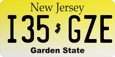 NJ license plate I35GZE