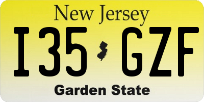 NJ license plate I35GZF