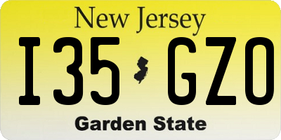 NJ license plate I35GZO