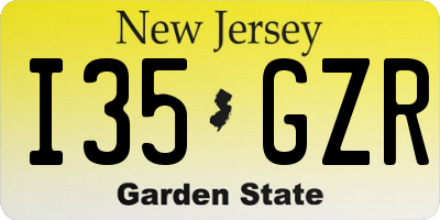NJ license plate I35GZR