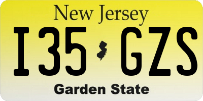 NJ license plate I35GZS