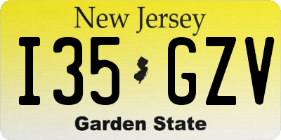 NJ license plate I35GZV