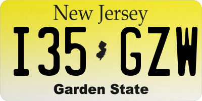 NJ license plate I35GZW