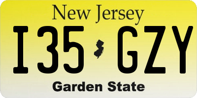 NJ license plate I35GZY