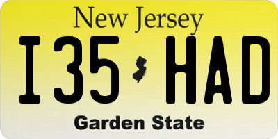 NJ license plate I35HAD