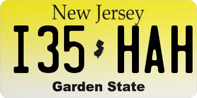 NJ license plate I35HAH