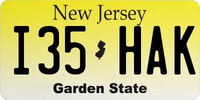NJ license plate I35HAK