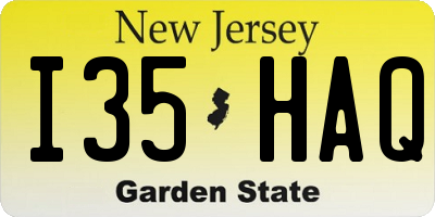 NJ license plate I35HAQ