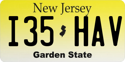 NJ license plate I35HAV