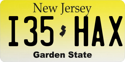 NJ license plate I35HAX