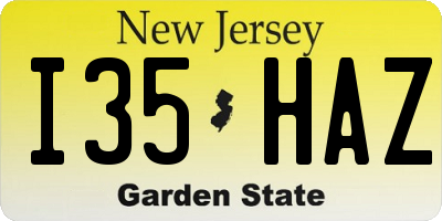 NJ license plate I35HAZ