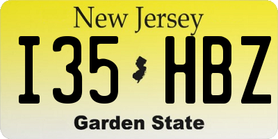 NJ license plate I35HBZ