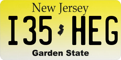 NJ license plate I35HEG